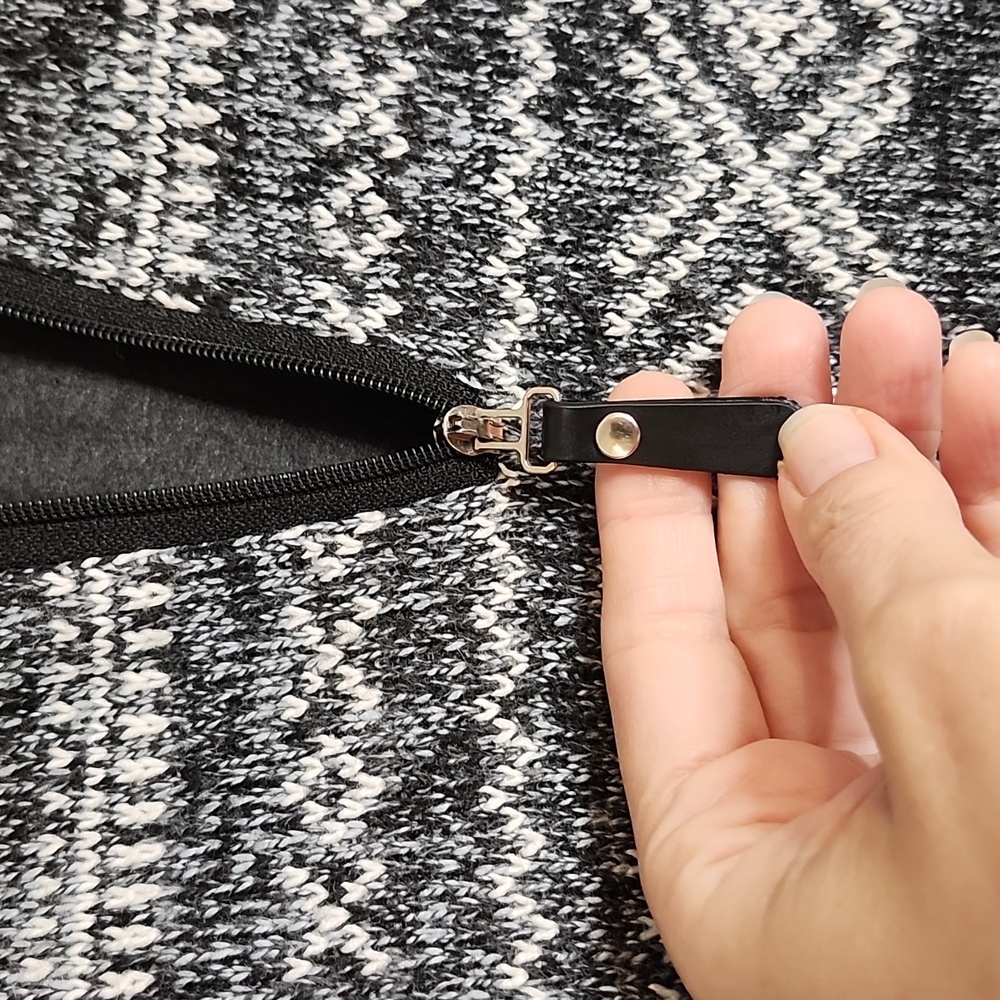 👉*NWT* CHARCOAL GREY & WHITE *FLEECE LINED* PATTERNED QUARTER-ZIP SWEATER ~XXL - Picture 11 of 15
